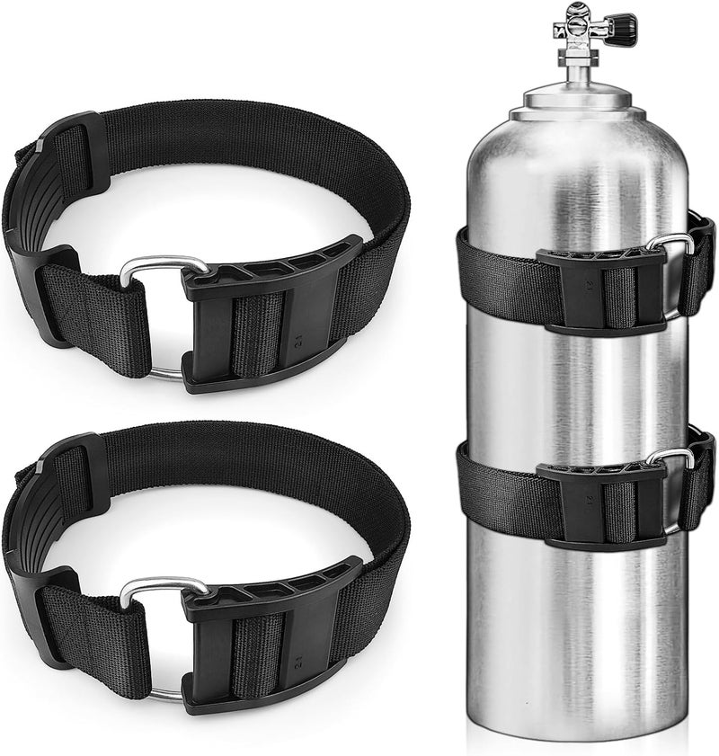 Owekfifv 2Pack Scuba Tank Holder, Universal Dive BCD Tank Cylinder Adjustable Band Webbing Belt Strap with ABS Cam Buckles and Anti-Slip Pad for Underwater Diving/Snorkeling/Freediving - Image 1